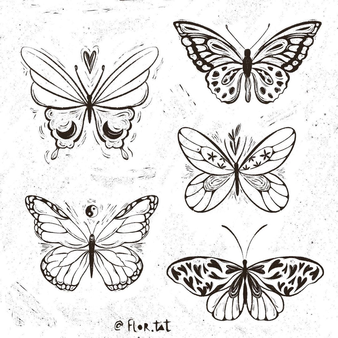 Mariposas (estilo grabado)